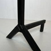 Pair of Modernist Black Iron Andirons with Diamond Finials and Angled Bases