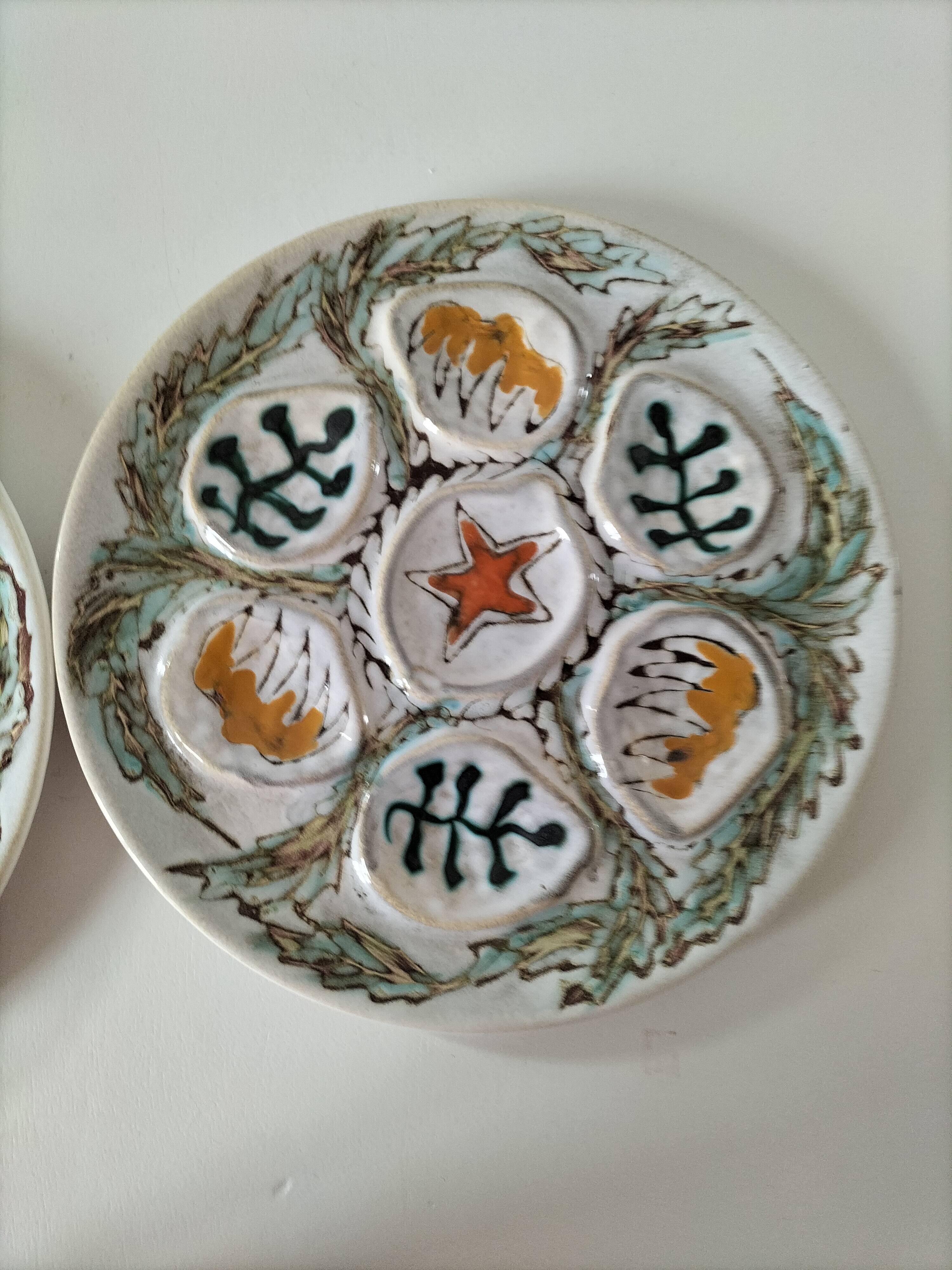 Set of oyster plates MBFA Pornic model Penerff, 1960s-70s.