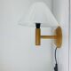 Vintage pine wall lamp and wool lampshade, 1960s
