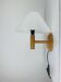 Vintage pine wall lamp and wool lampshade, 1960s