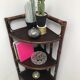 Rattan angle shelf at 3 levels 70's