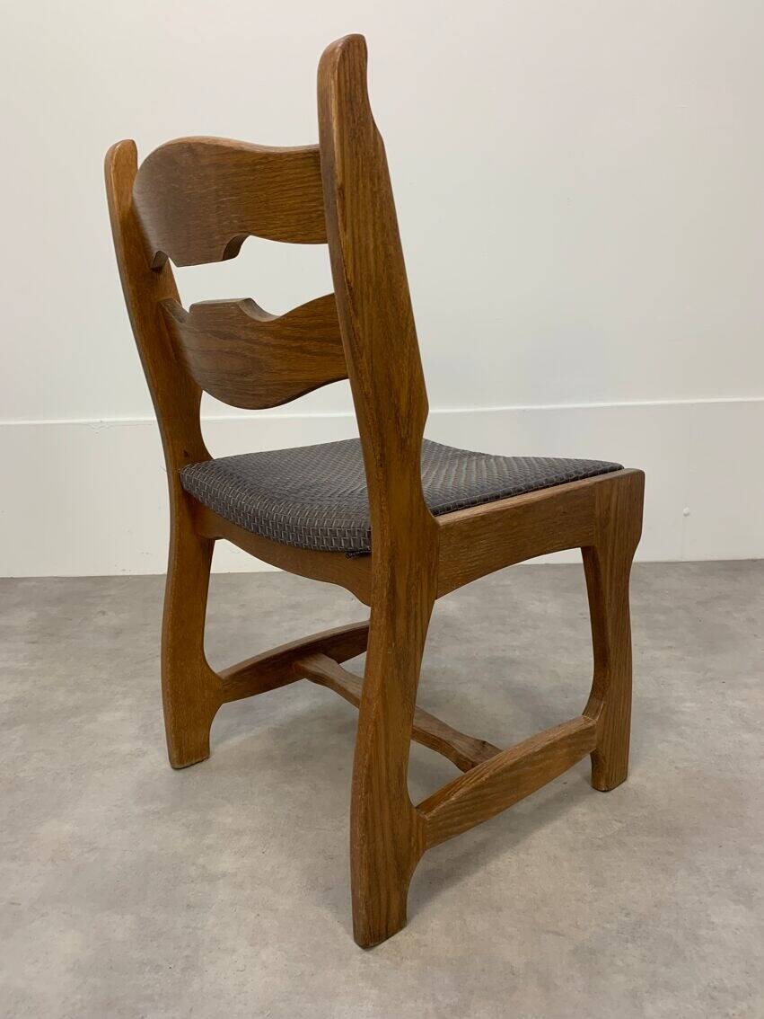 6 vintage solid wood brutalist chairs