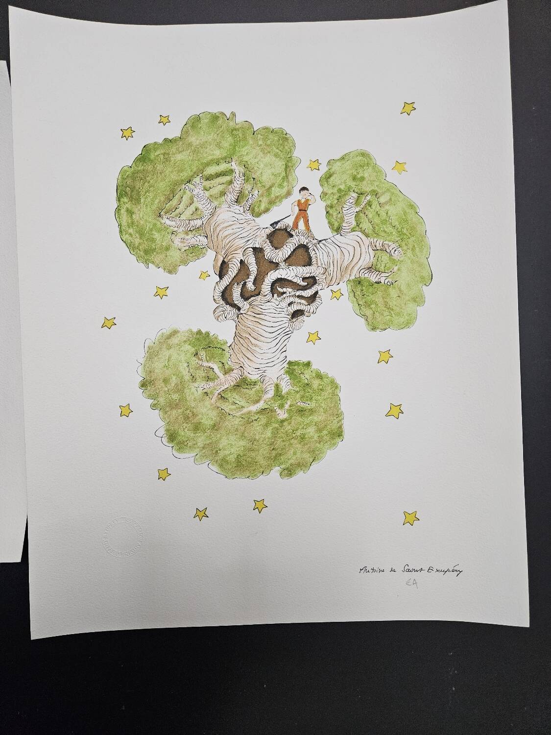 Lithograph of The Little Prince, Antoine de Saint-Exupéry