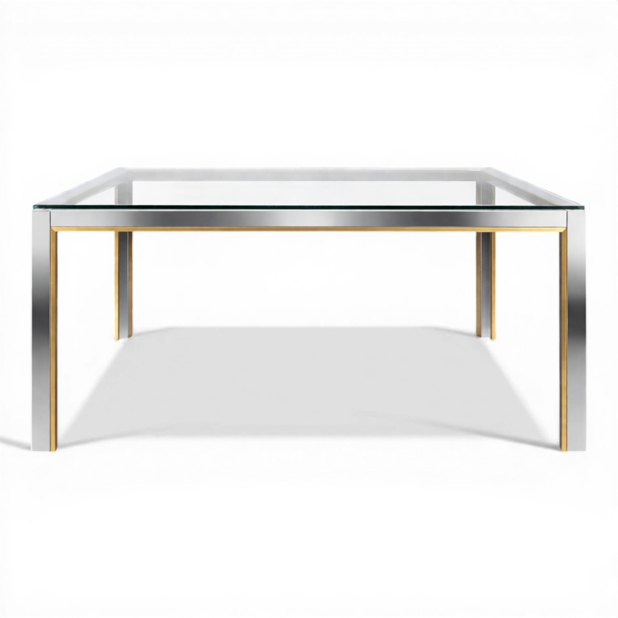 Dining table by Romeo Rega in chrome and brass.