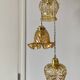Vintage triple globe waterfall pendant light in amber glass