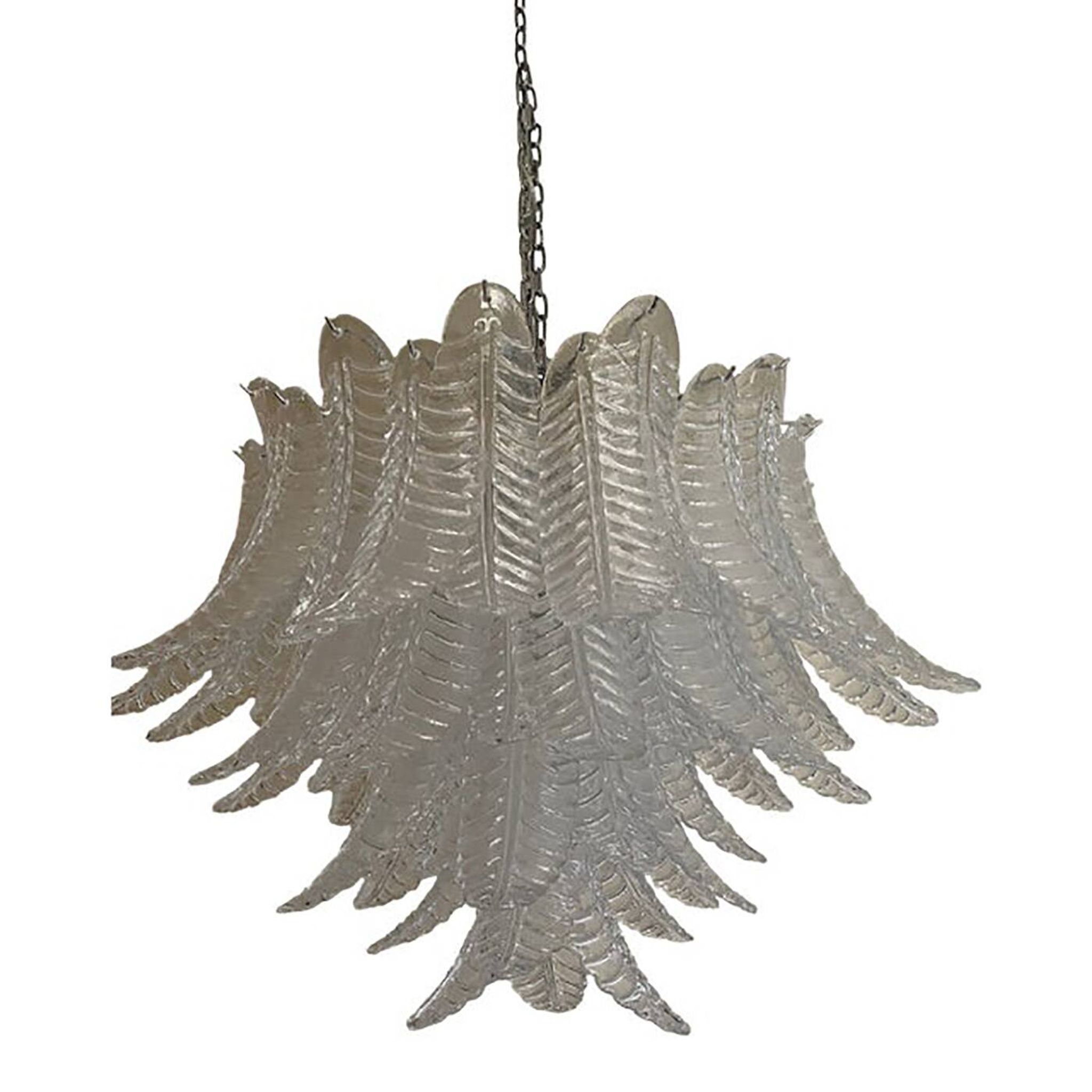 Glass Chandelier "Felce" in Clear Color Italian