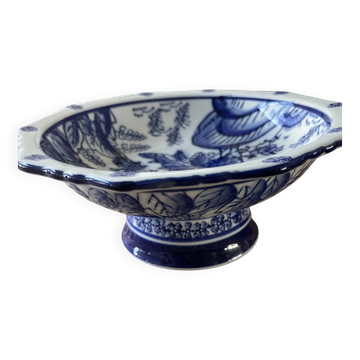 Blue and white porcelain compote, Delft style.