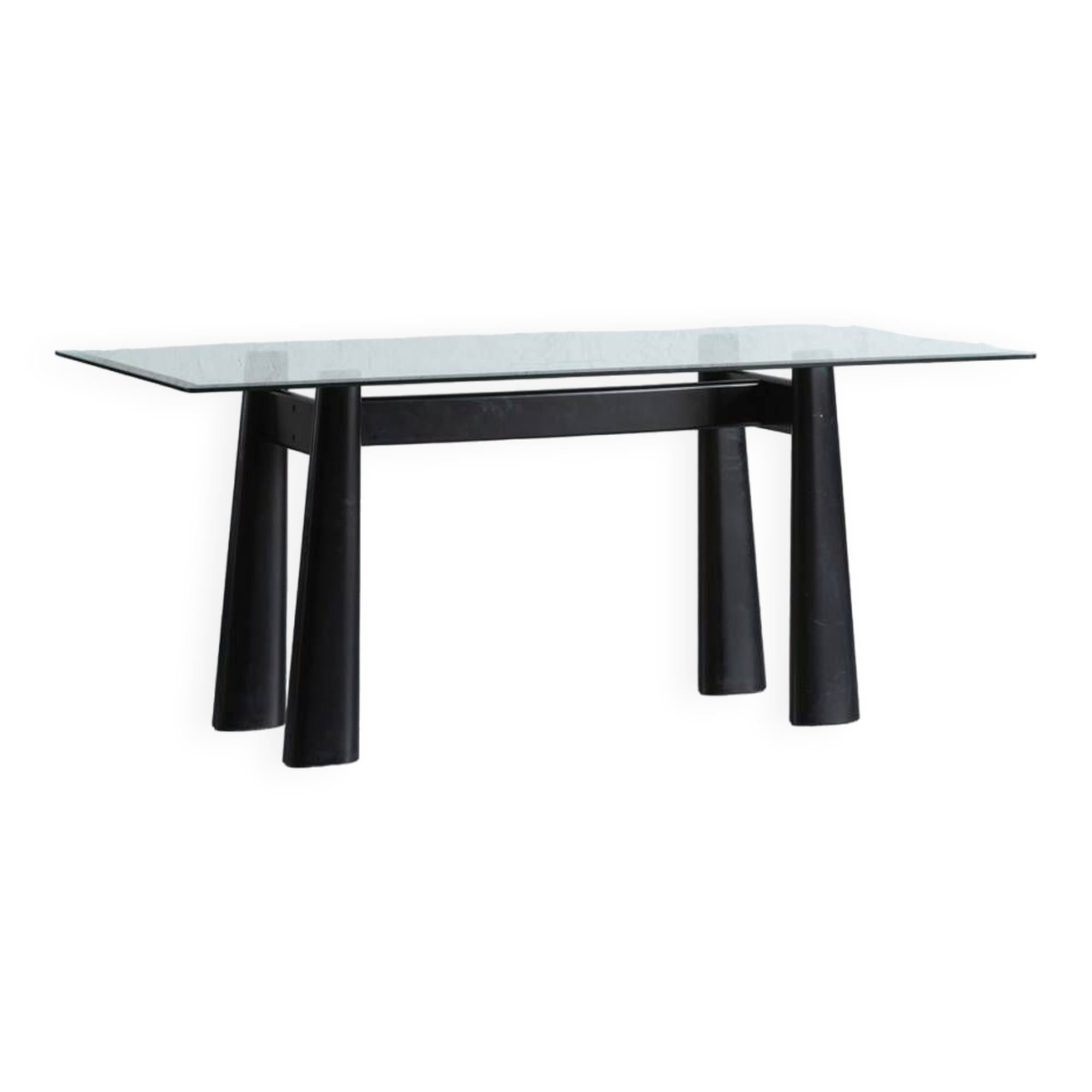 Mid Century Dining Table With Crystal Top, Italy, 1970's