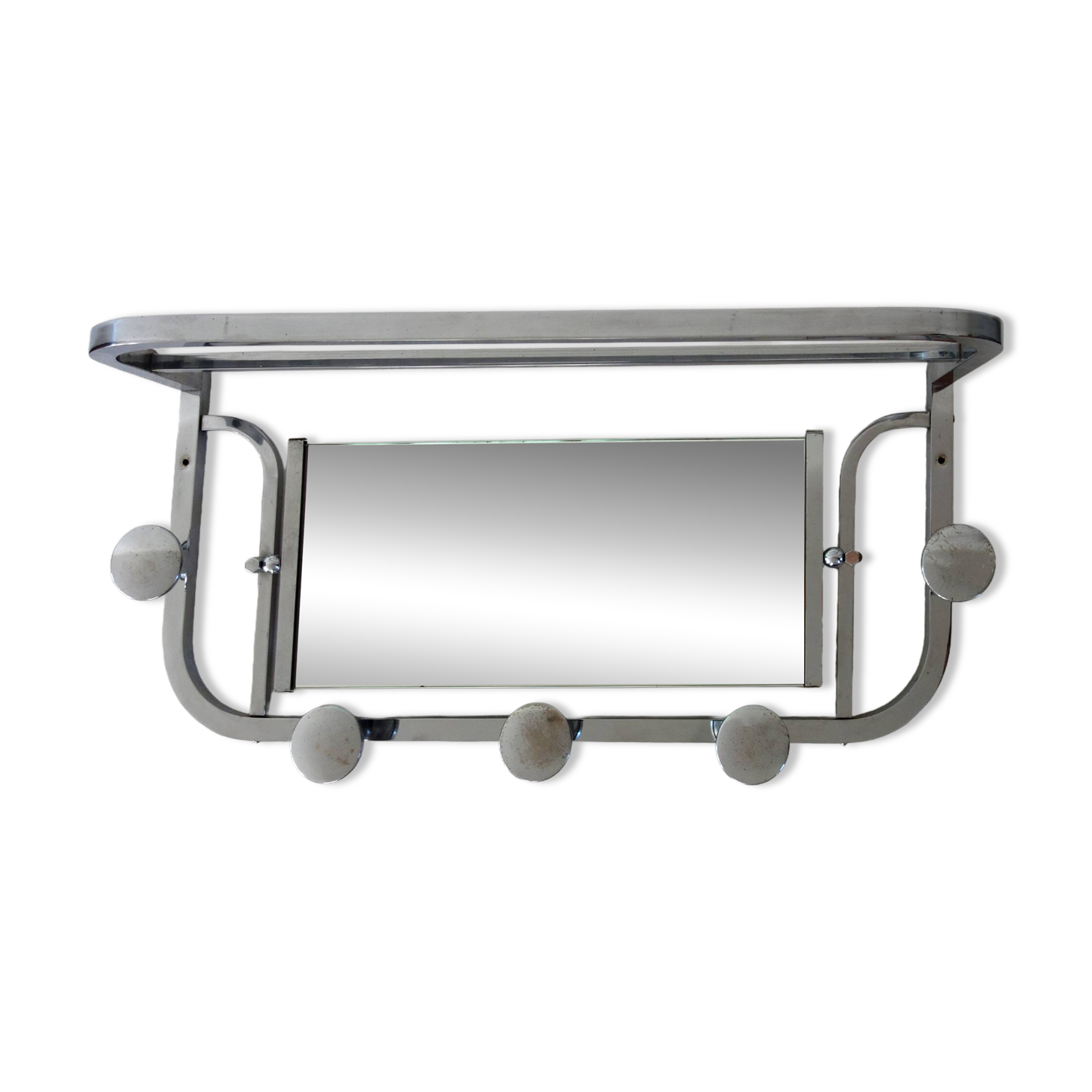 Chrome metal wall coat rack 1930s France
