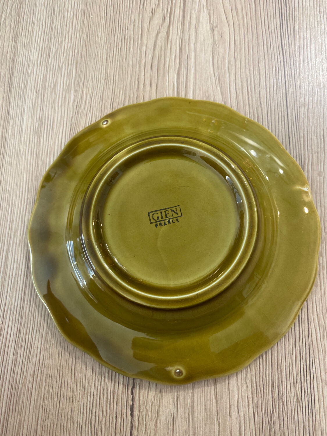 Green ashtray khaki olive National Lottery, Gien france, empty vintage pocket, France