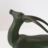 Pair of vintage ibex bookends from 1940-1950 in marble and metal.