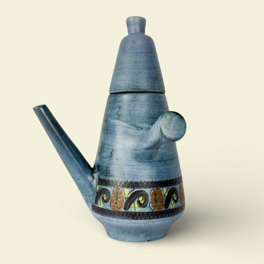 Grande cafetière à glaçure bleue mate, par Jean de Lespinasse, années 1950/1960