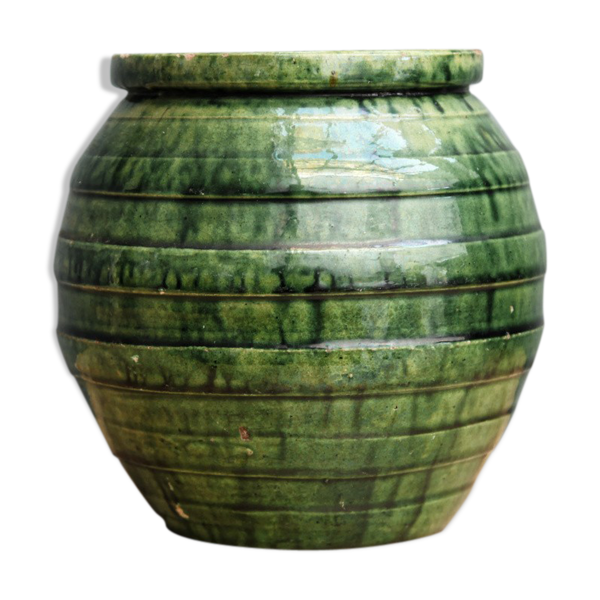 Vase boule en terre cuite vernissée