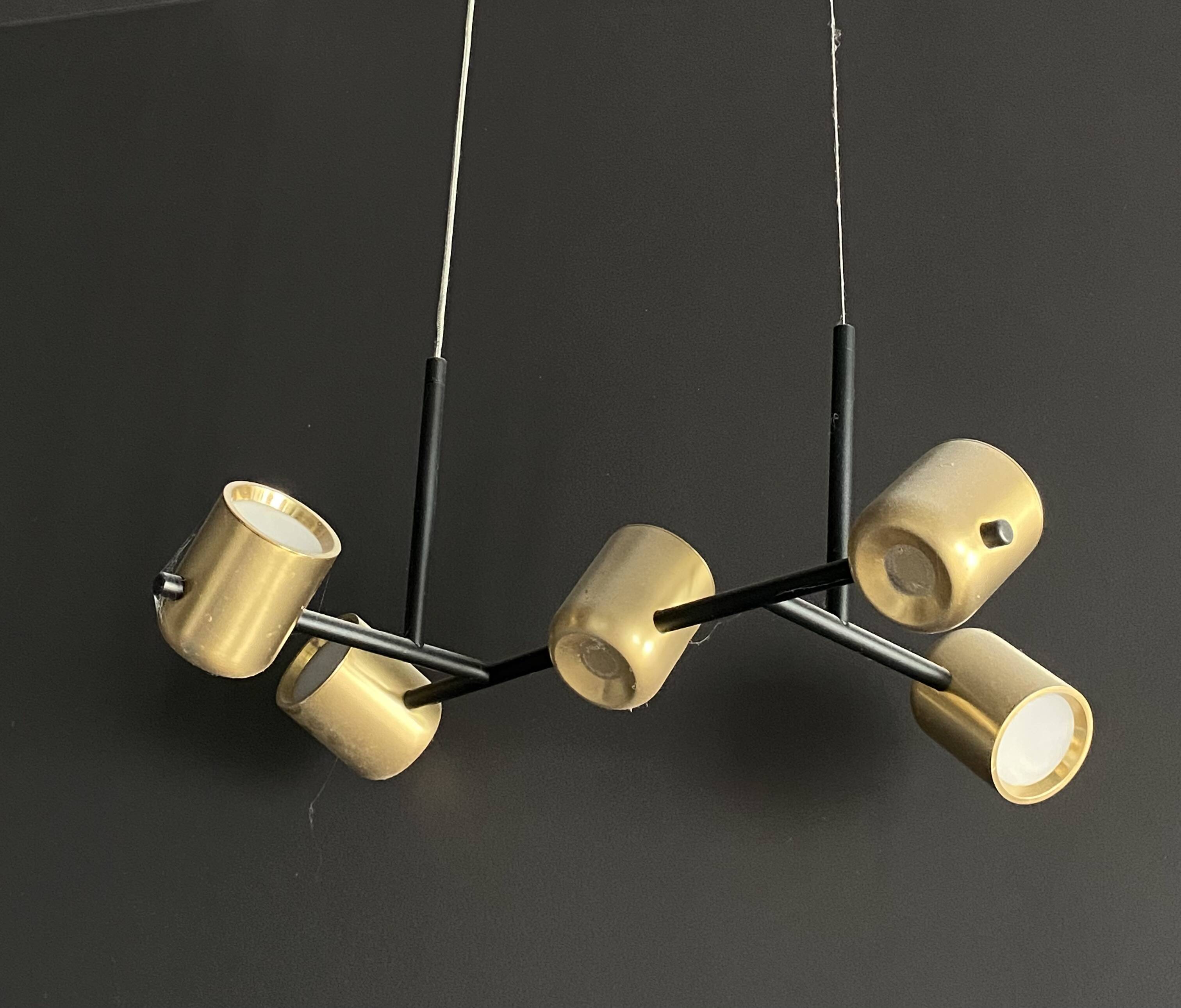 Suspension B Lux black and gold in brass