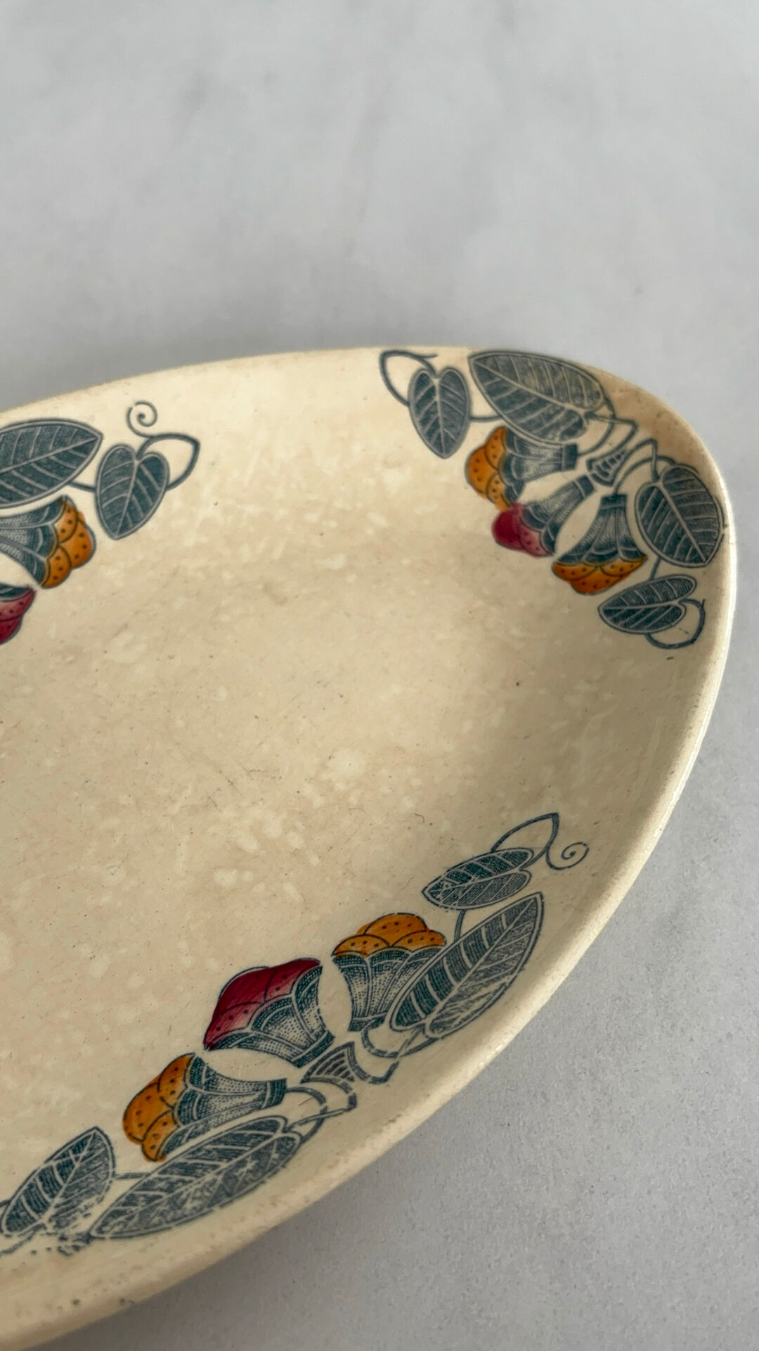Ravier ironstone Longchamp model Rita - oval dish antique earthenware