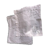 Lot of 2 old embroidered doilies