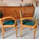 Fauteuils bridges en cuir vert