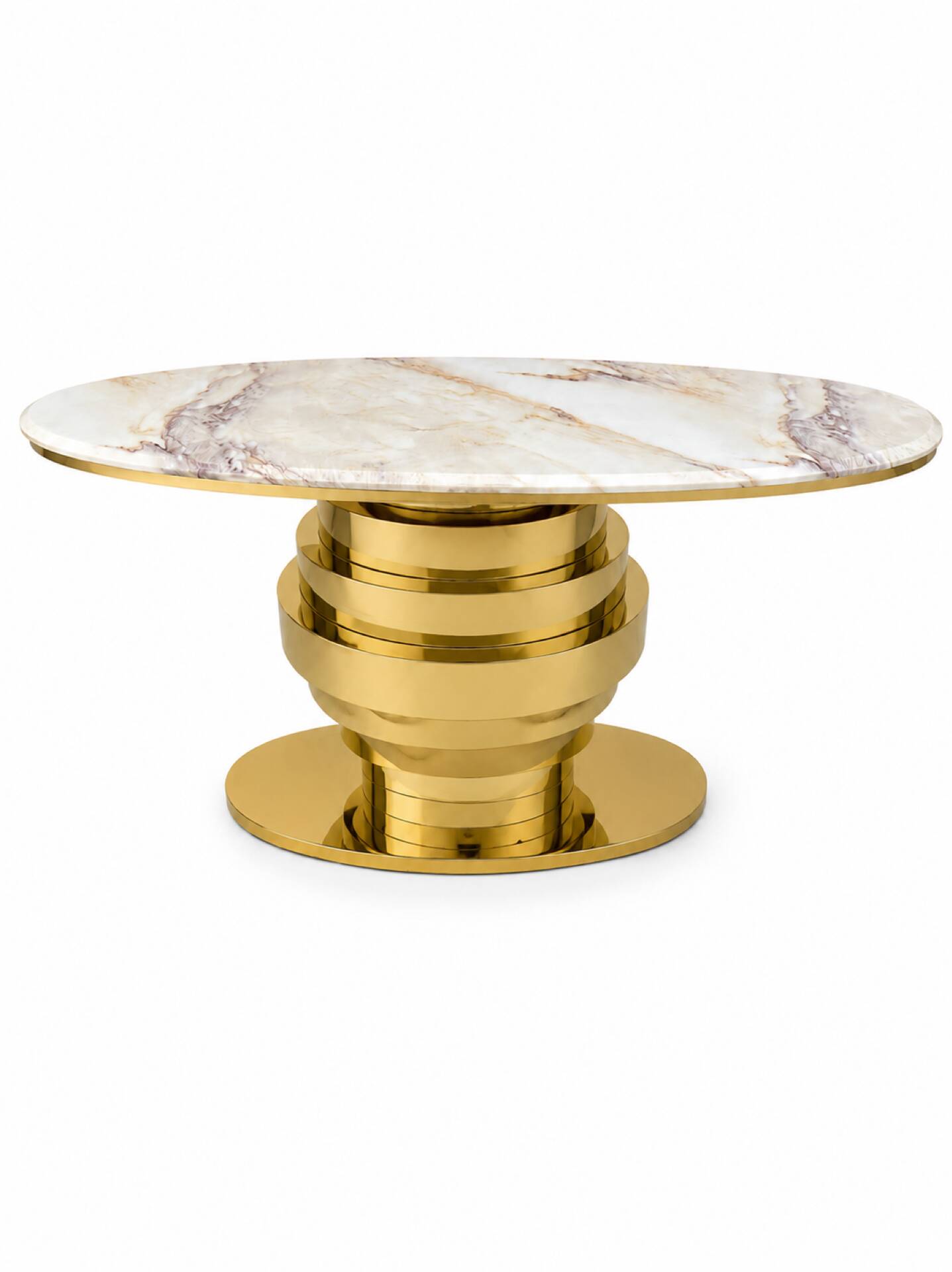 Contemporary Console Table Brass and Marble Gold