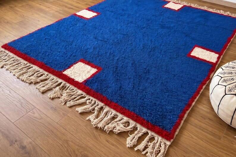 Grand tapis berbère marocain traditionnel authentique taille 3/4 m