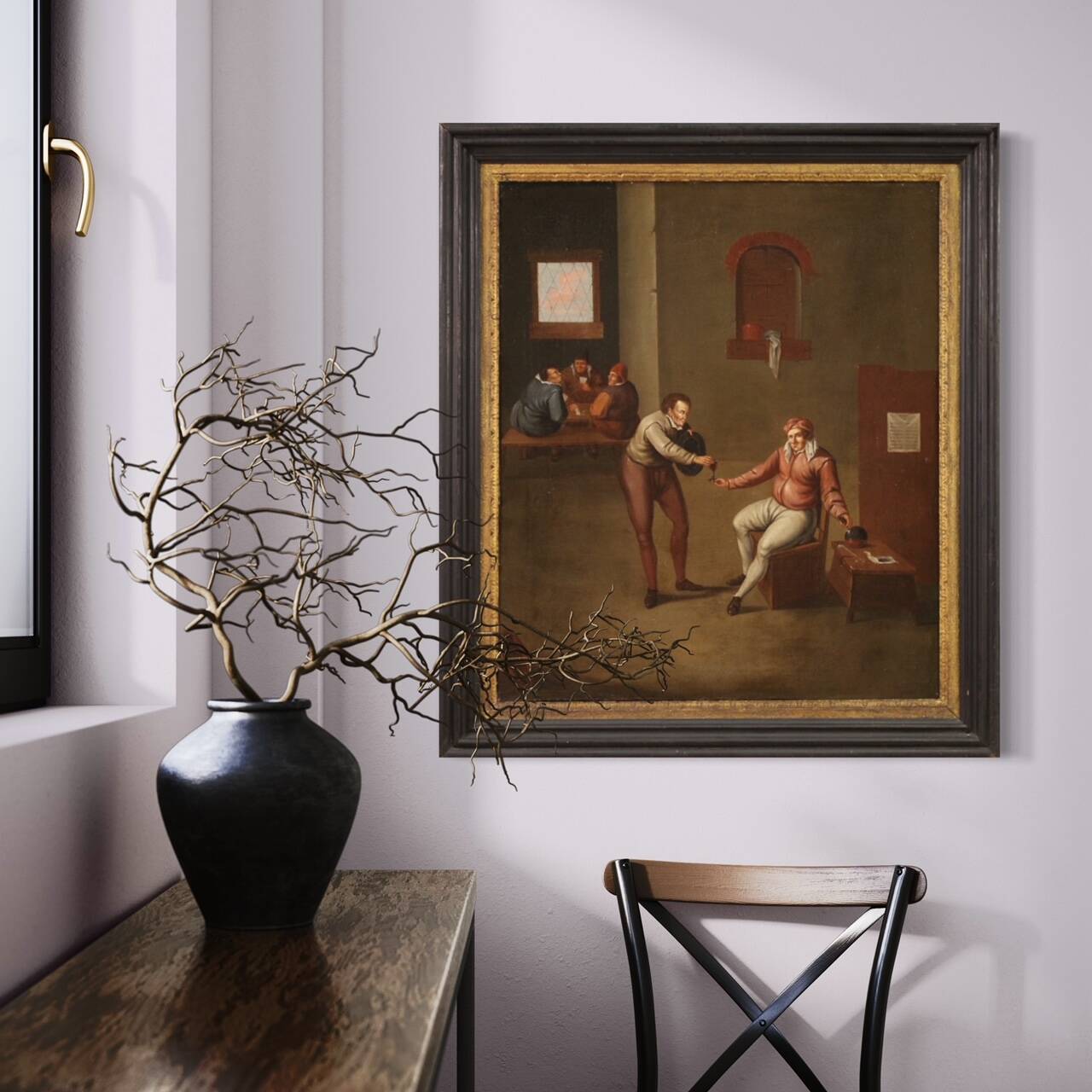 Flemish Interior Scene Painting from the 17th Century