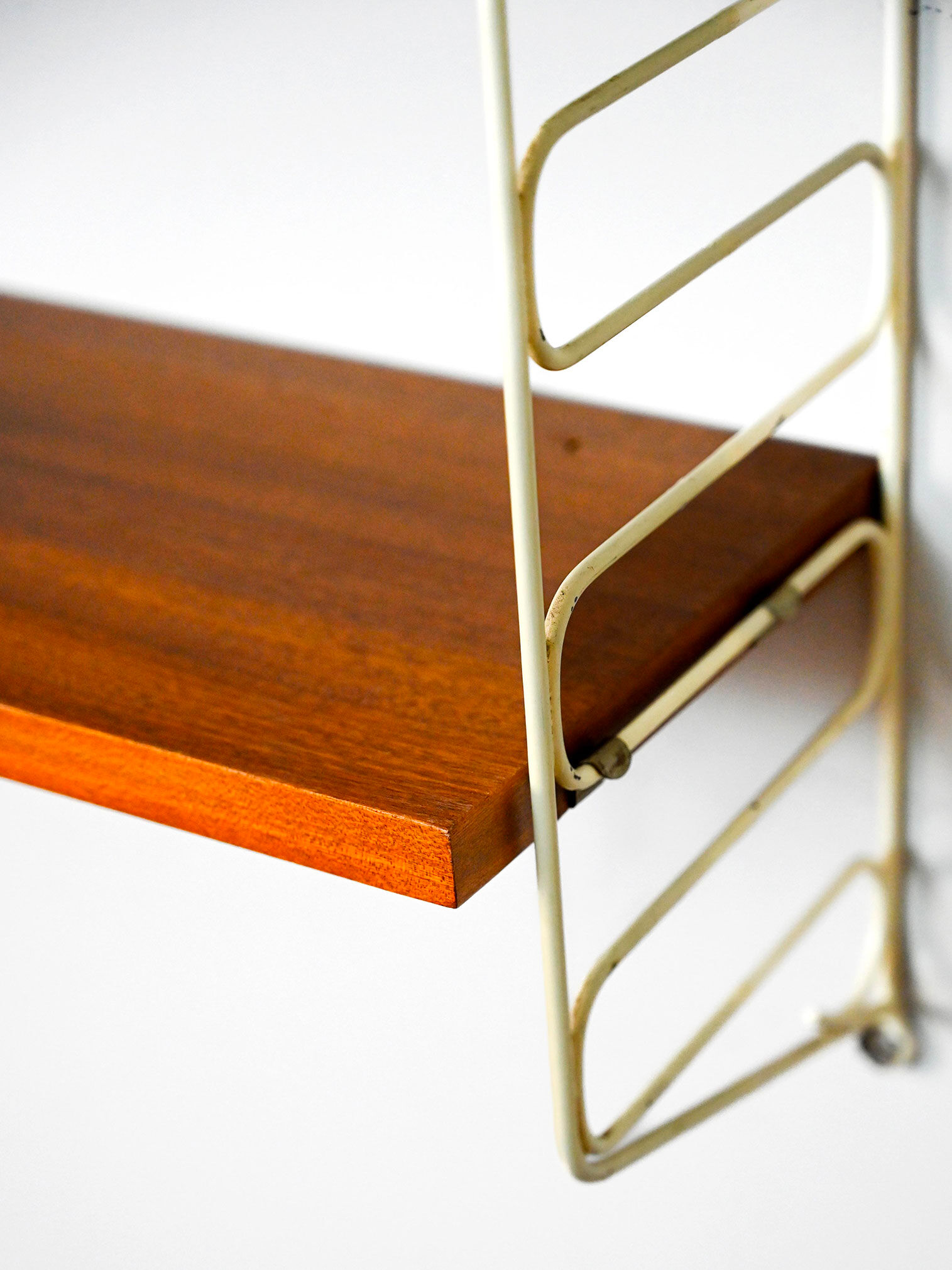 Swedish wood and metal shelving unit