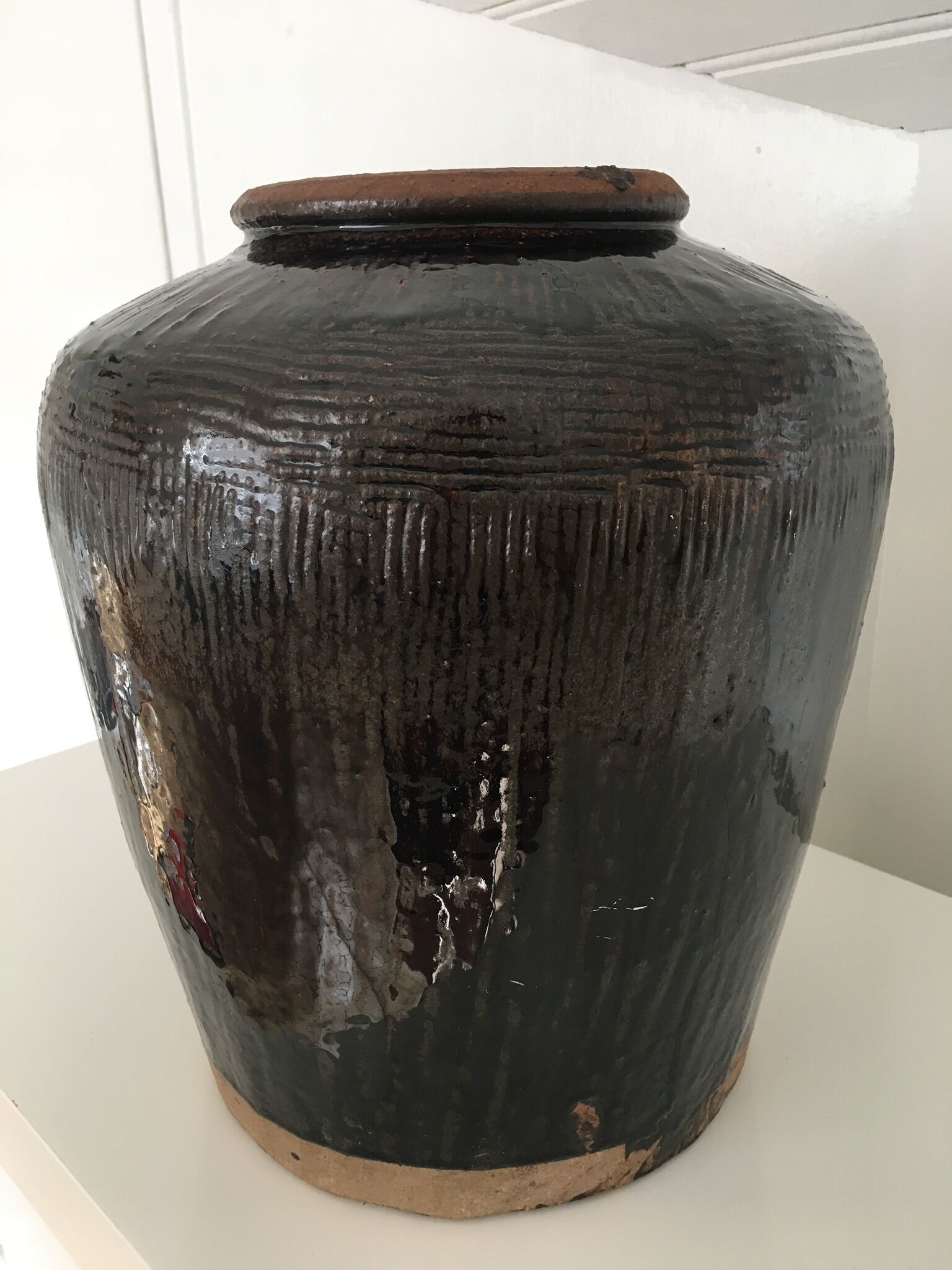 Asian jar in enamelled sandstone