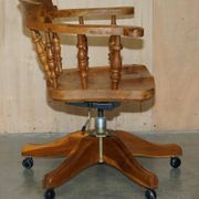 Burr yew wood swivel office chair - Windsor swivel