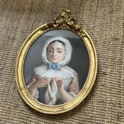 Portrait of a young girl in pastel from the 19th century.