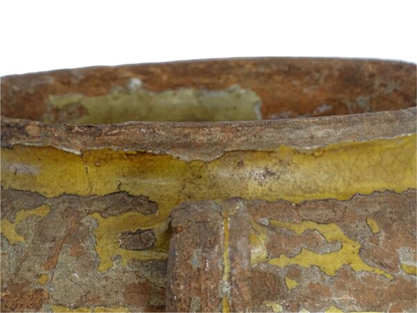 Pot à confit ancien français à glaçure jaune