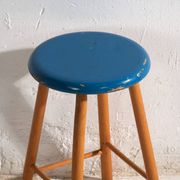 Antique wooden stool with a round seat – Central Europe, around 1950