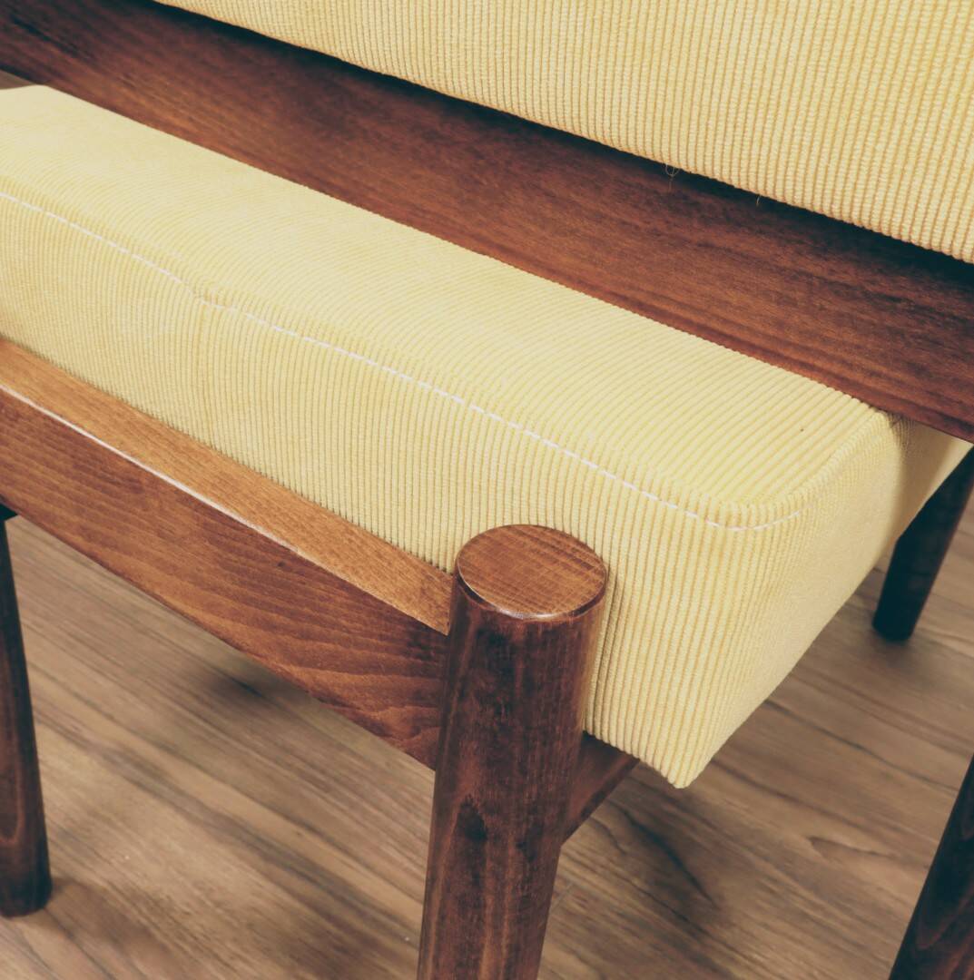Vintage kids chairs retro yellow corduroy Scandinavian design 