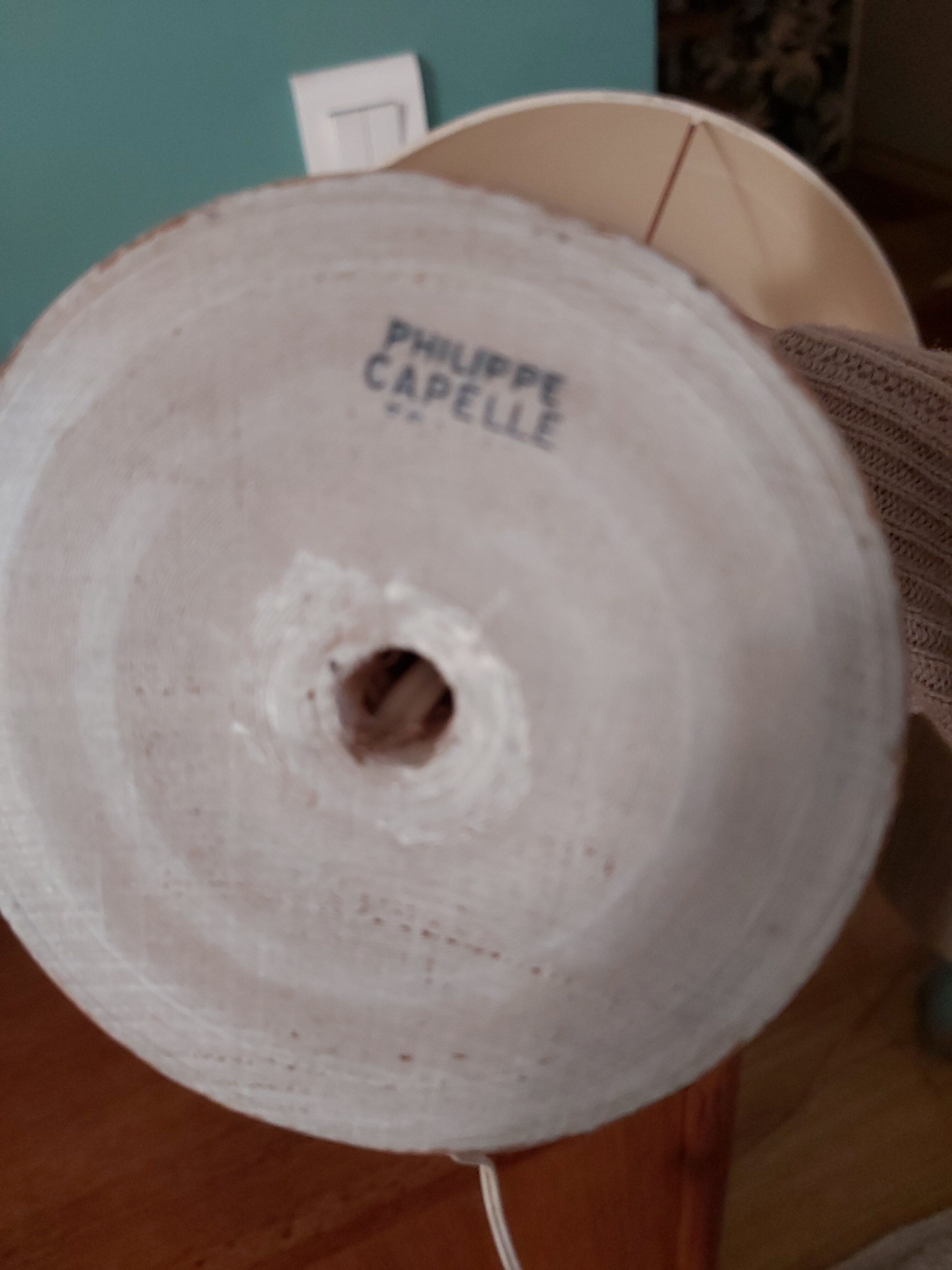 Philippe Capelle 70s white-antique dipped wooden lamp