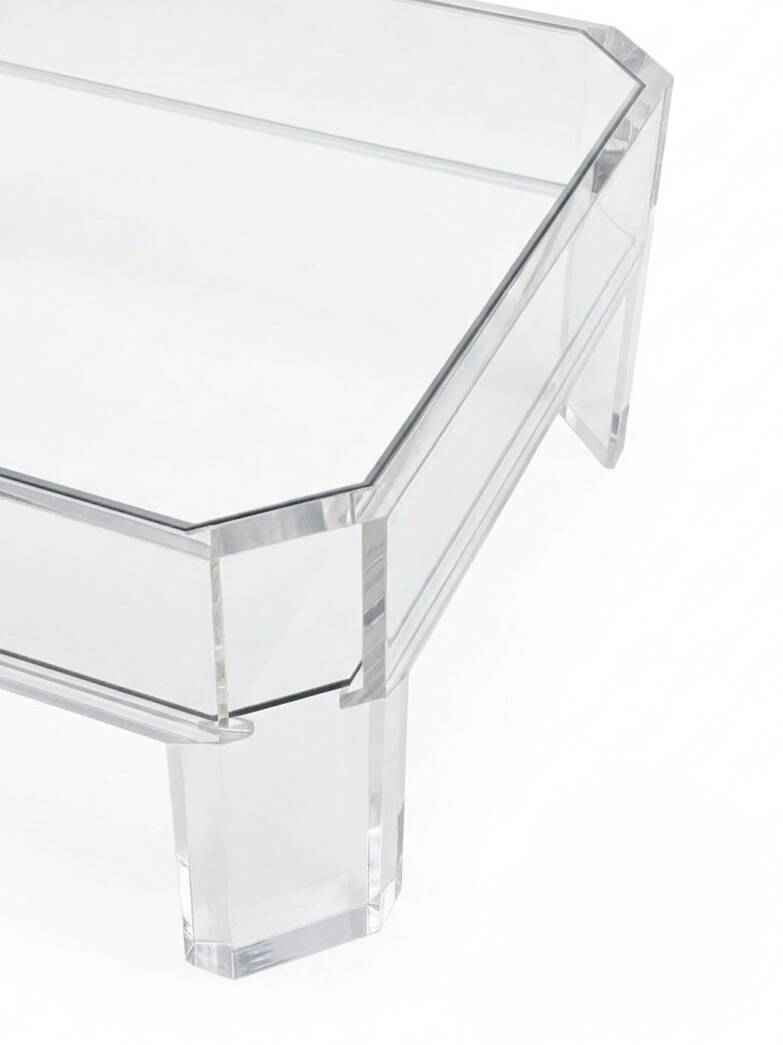 Coffee Table Design Marc Micoud Plexiglas/Lucite and Glass - 1980