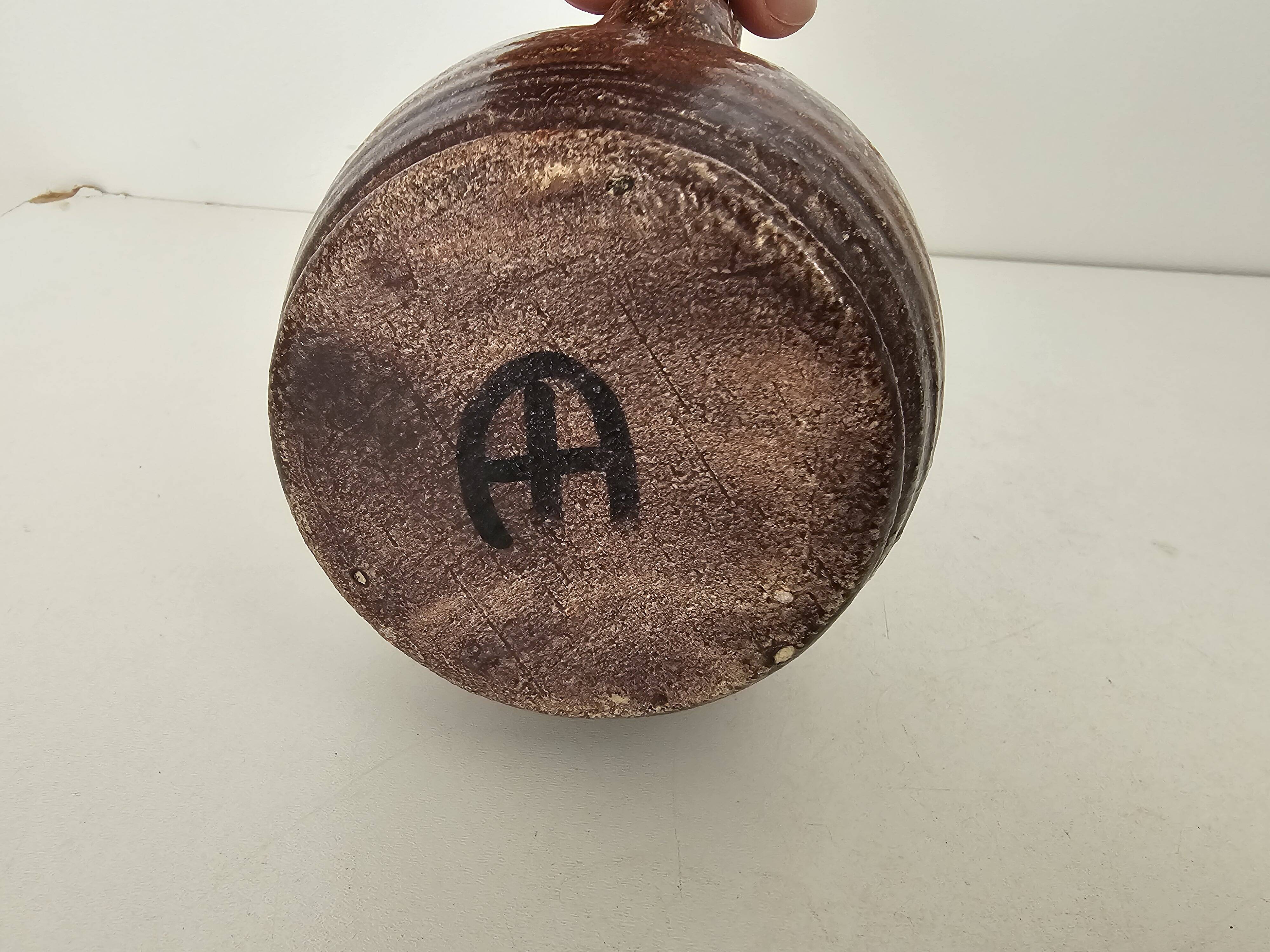 Glazed ceramic pitcher signed pictogram accolay - height 17cm