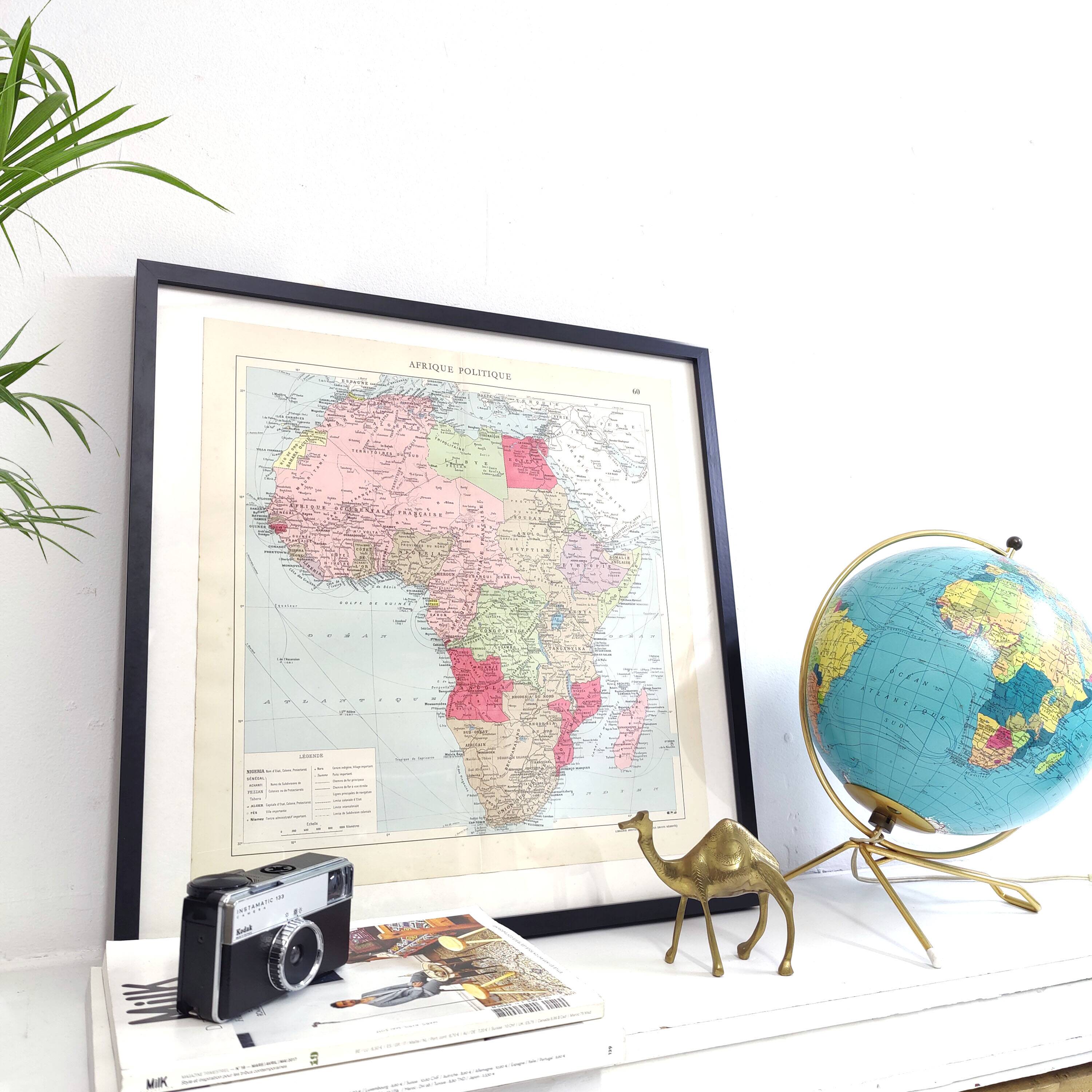 Old Africa map 43x43cm from 1950