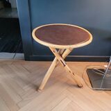 Vintage side table, end table with faux leather top