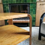 Square art deco coffee table in light wood