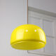 Mid-century Yellow Glass & Brass Pendant Lamp