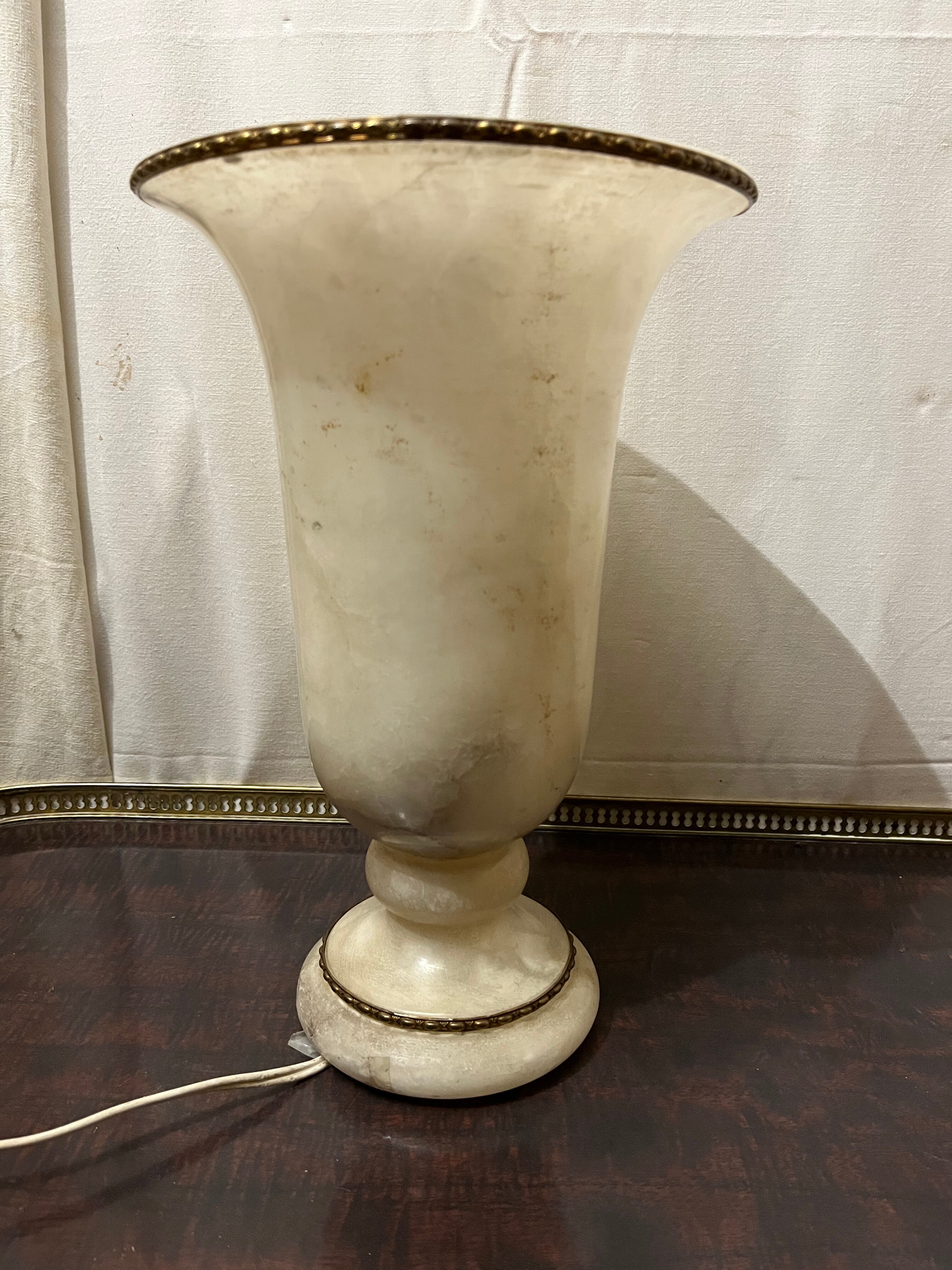 Art deco lamp shape alabaster vase 1930