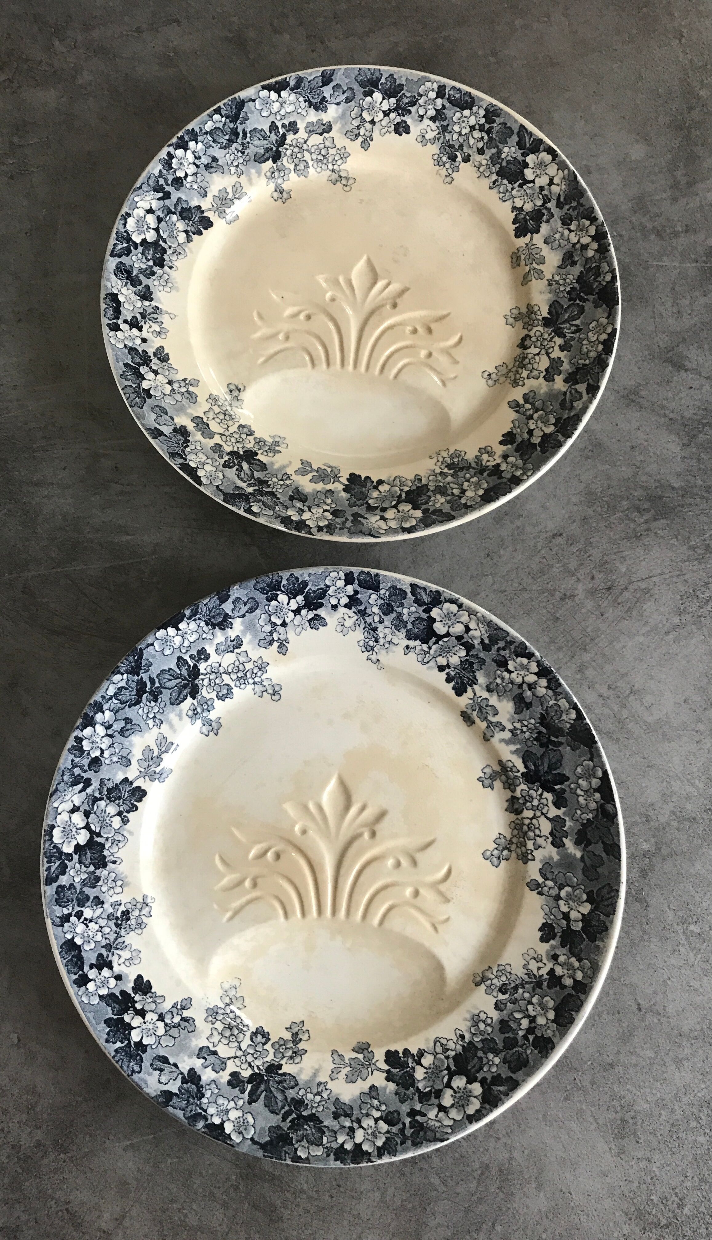 Set of 8 old asparagus plates model récamier sarreguemines & digoin