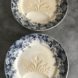 Set of 8 old asparagus plates model récamier sarreguemines & digoin
