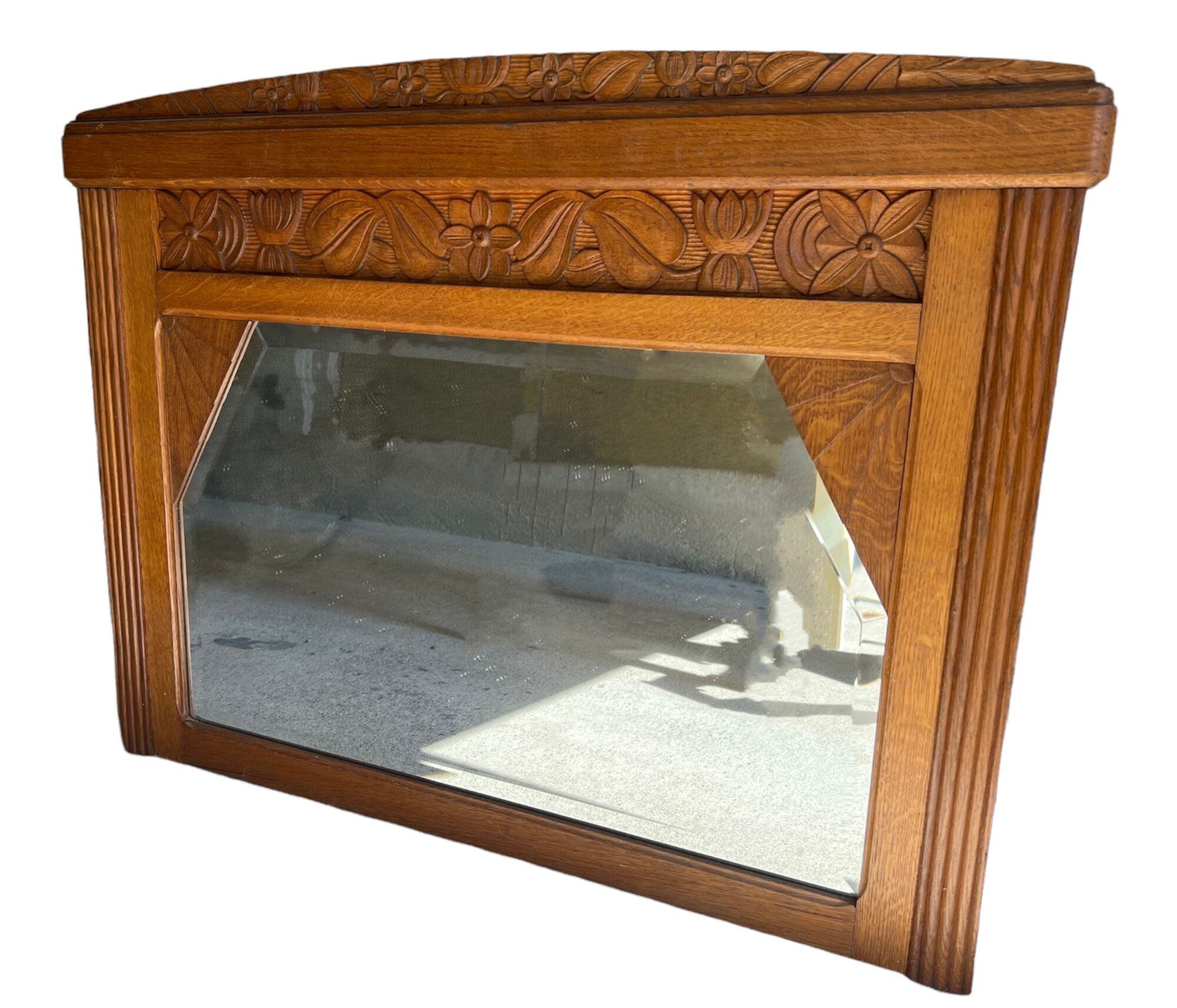 Vintage antique mirror, solid oak, 1920.