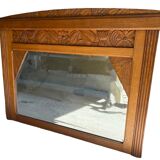 Miroir ancien vintage chêne massif 1920 98x73cm