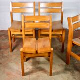 Series of 4 maison regain pine chairs