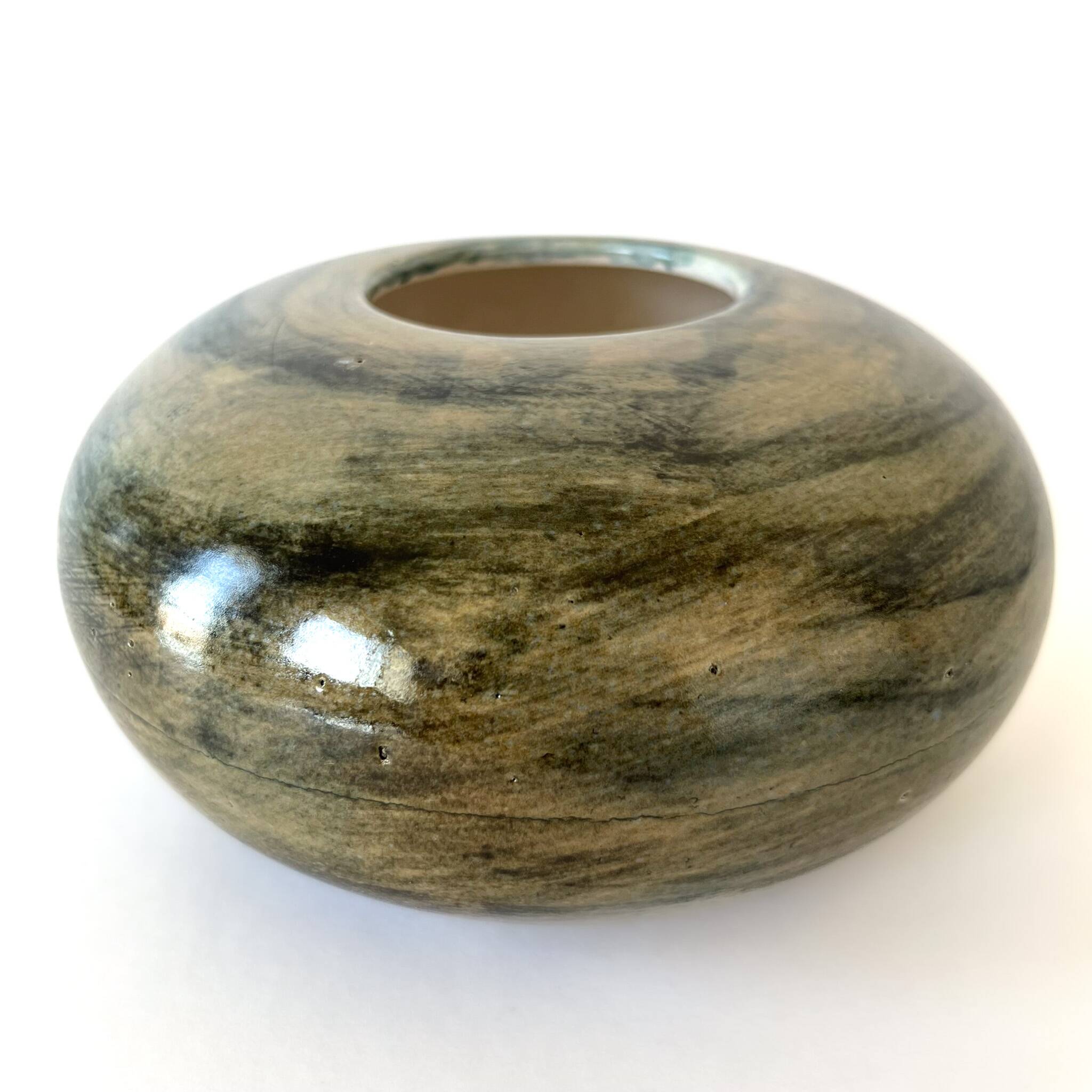 Jean Chatoney glazed ceramic round vase - 1960s Vallauris