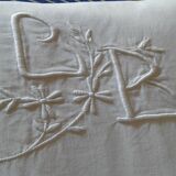 Old Embroidered Cloth. CB monogram and flowers