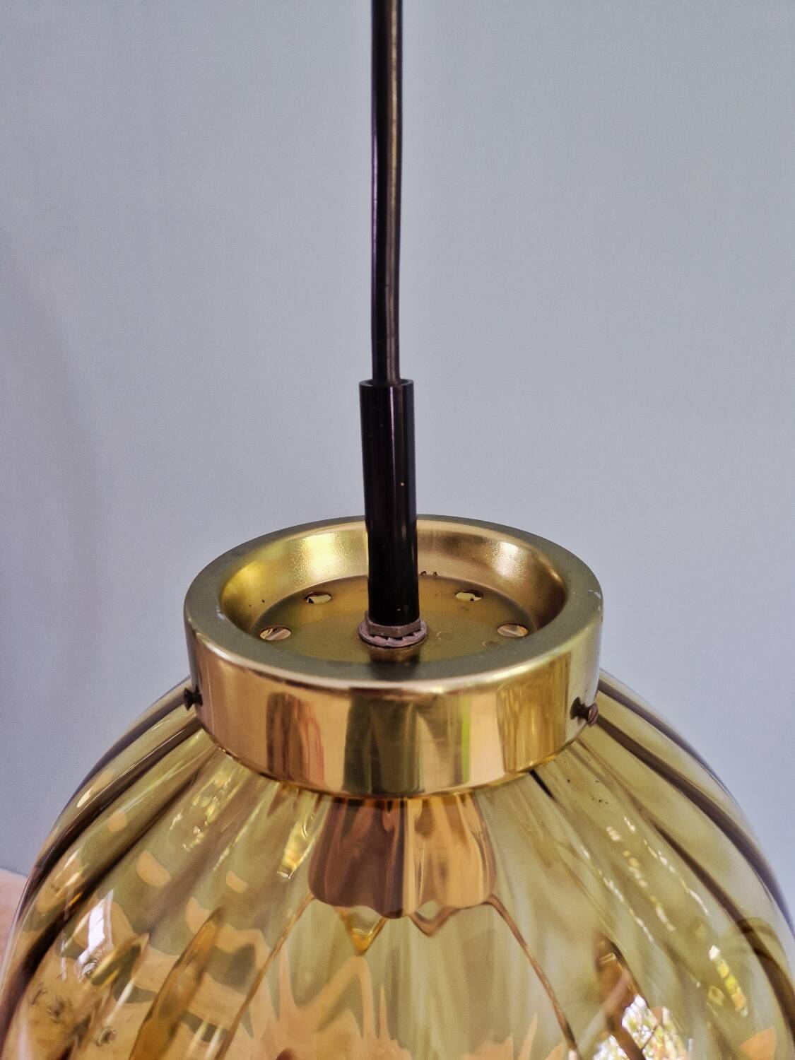 Set of 3 amber glass pendant lights, RAAK Amsterdam, 1970