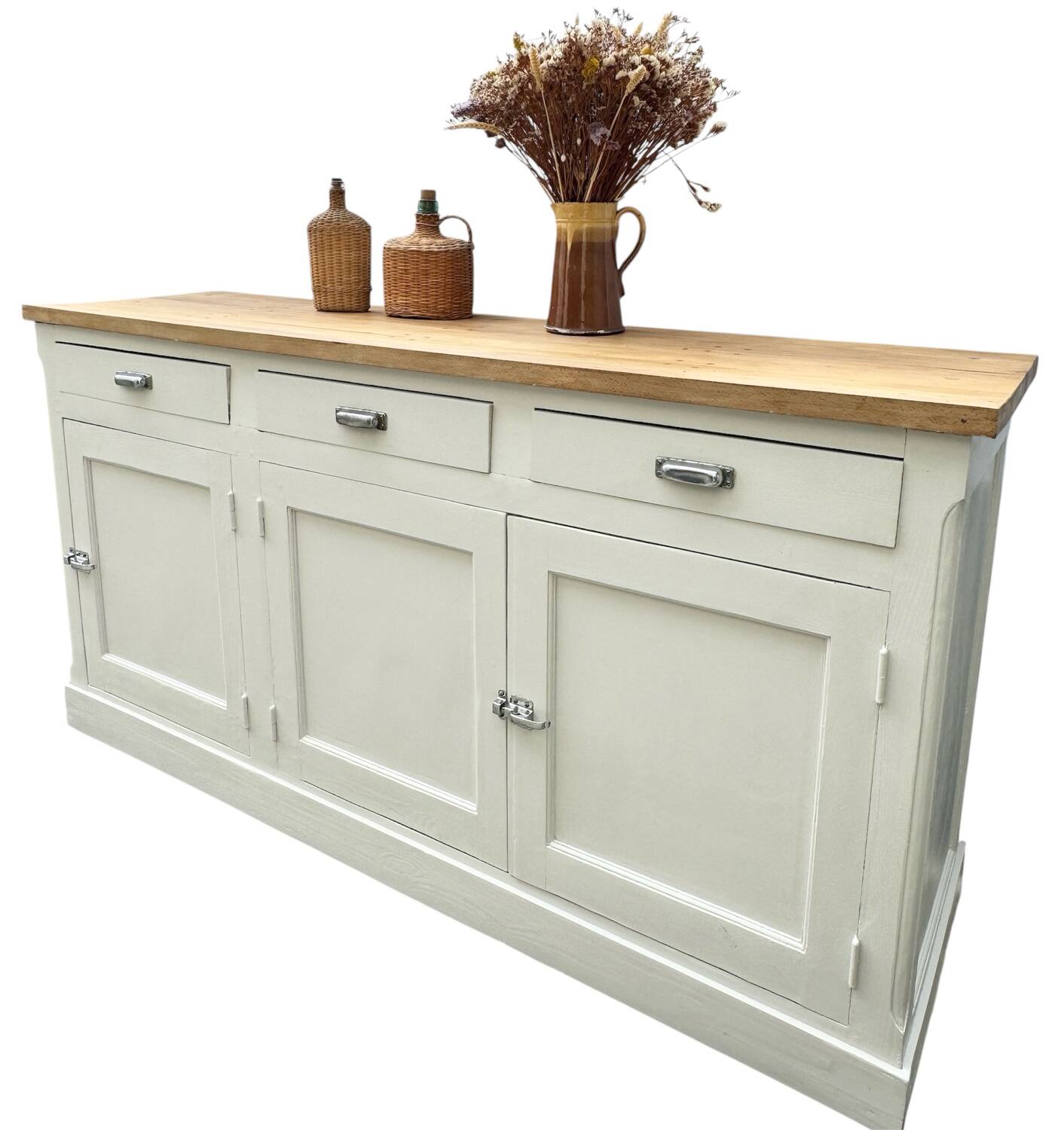 Vintage 3-door wooden sideboard