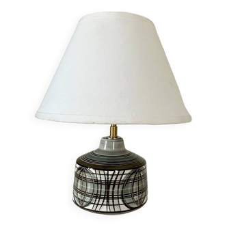 Lampe faïence, câble tissu tressé, années 70