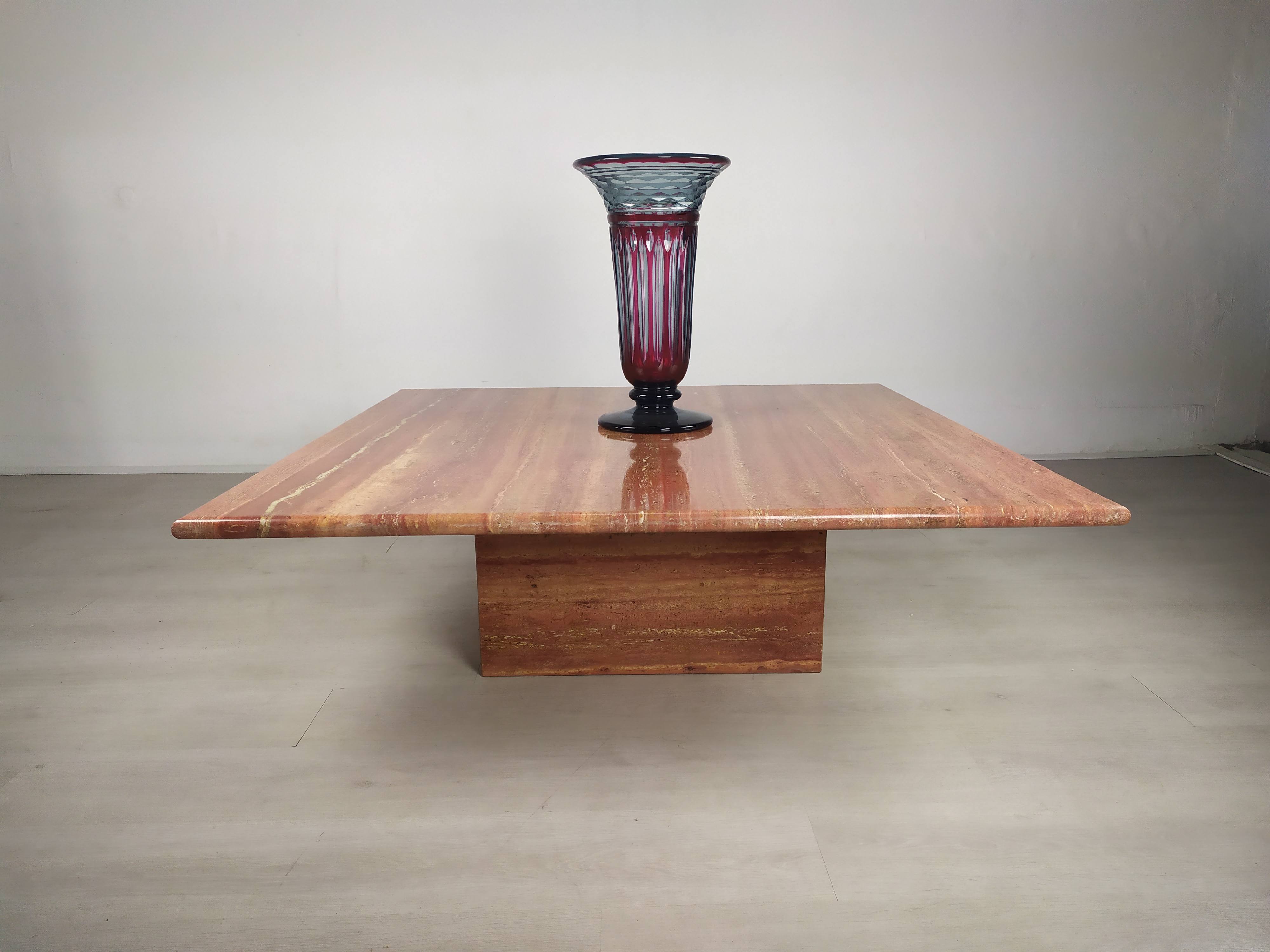 Travertine coffee table red design